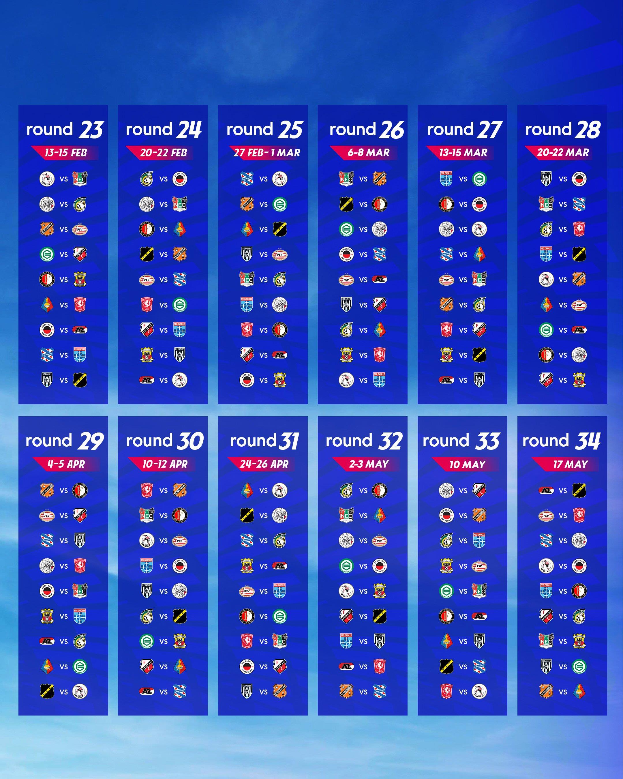 Lịch thi đấu Eredivisie 25/26 được công bố, Ajax sẽ đối đầu với đội mới thăng hạng ở vòng đầu tiên