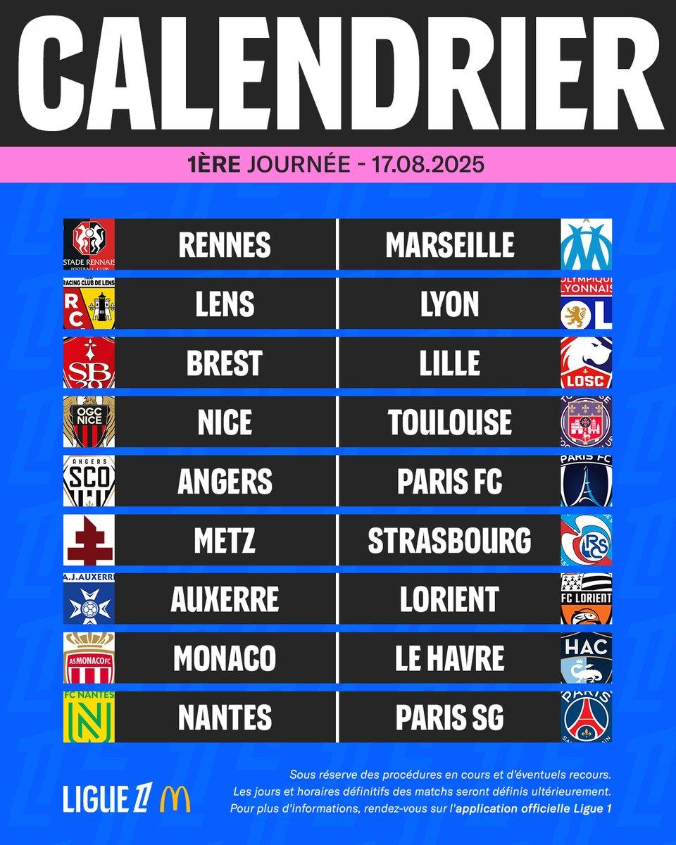Lịch thi đấu Ligue 1 mùa giải 25-26 của Pháp: Mùa giải mới sẽ khai mạc vào ngày 17 tháng 8 và vòng chung kết sẽ là trận derby Paris