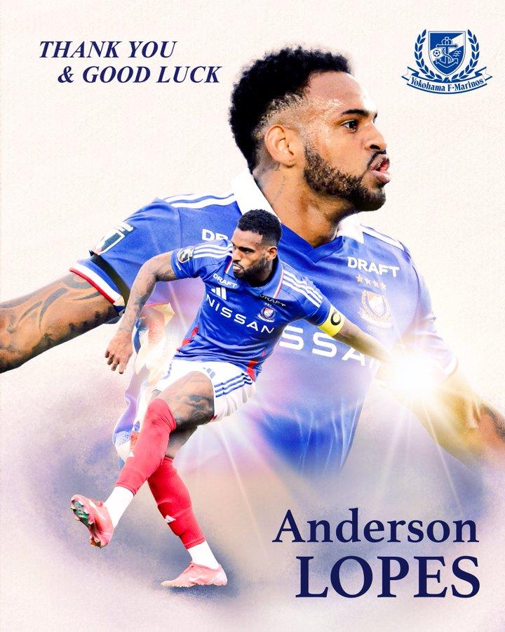 Chính thức: Cựu trợ lý ngoại giao Vũ Hán Anderson Lopez rời Yokohama F. Marinos và gia nhập Lion City Mariners