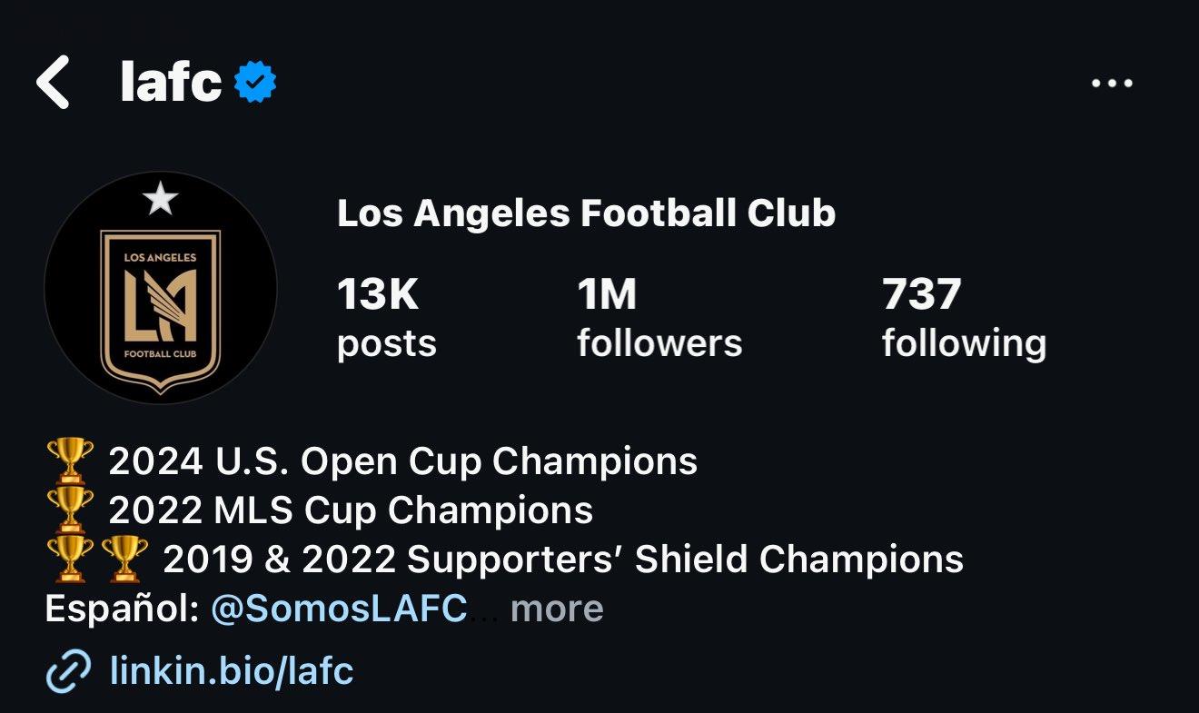 Hiệu ứng Sun Ge! Los Angeles FC trở thành đội bóng MLS thứ ba vượt qua 1 triệu người theo dõi trên mạng xã hội